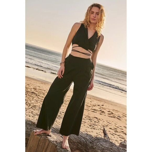 NWT FREE PEOPLE FP BEACH Sz S SUNDAY FUNDAY ONE PIECE JUMPSUIT BLACK - Picture 3 of 3